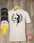Naughees Grunge Skull Star Wreath T-Shirt Short Sleeve Tattoo Festival Unisex T-shirt, Sweatshirt, Hoodie, Long Sleeve Tee - T-Shirt, Sweatshirt, Hoodie