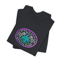 Breathe In Courage Exhale Doubt Eagle Patch Graphic Tee magenta glow teal Unisex T-shirt, Sweatshirt, Hoodie, Long Sleeve Tee - T-Shirt, Sweatshirt, Hoodie
