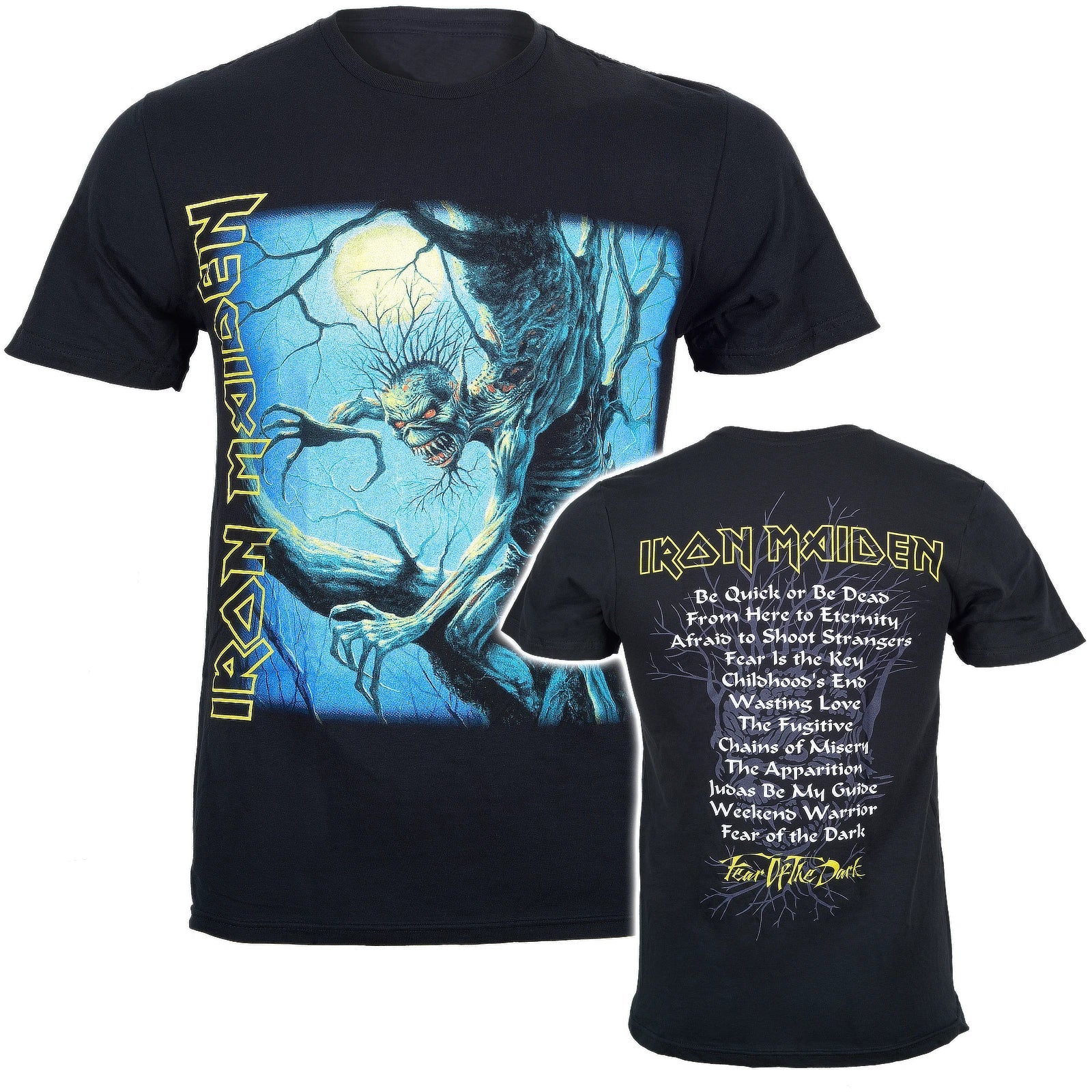 Official Iron Maiden T Shirt Fear Of the Dark Tracks New Black S M L XL XXL Unisex T-shirt, Sweatshirt, Hoodie, Long Sleeve Tee - T-Shirt, Sweatshirt, Hoodie