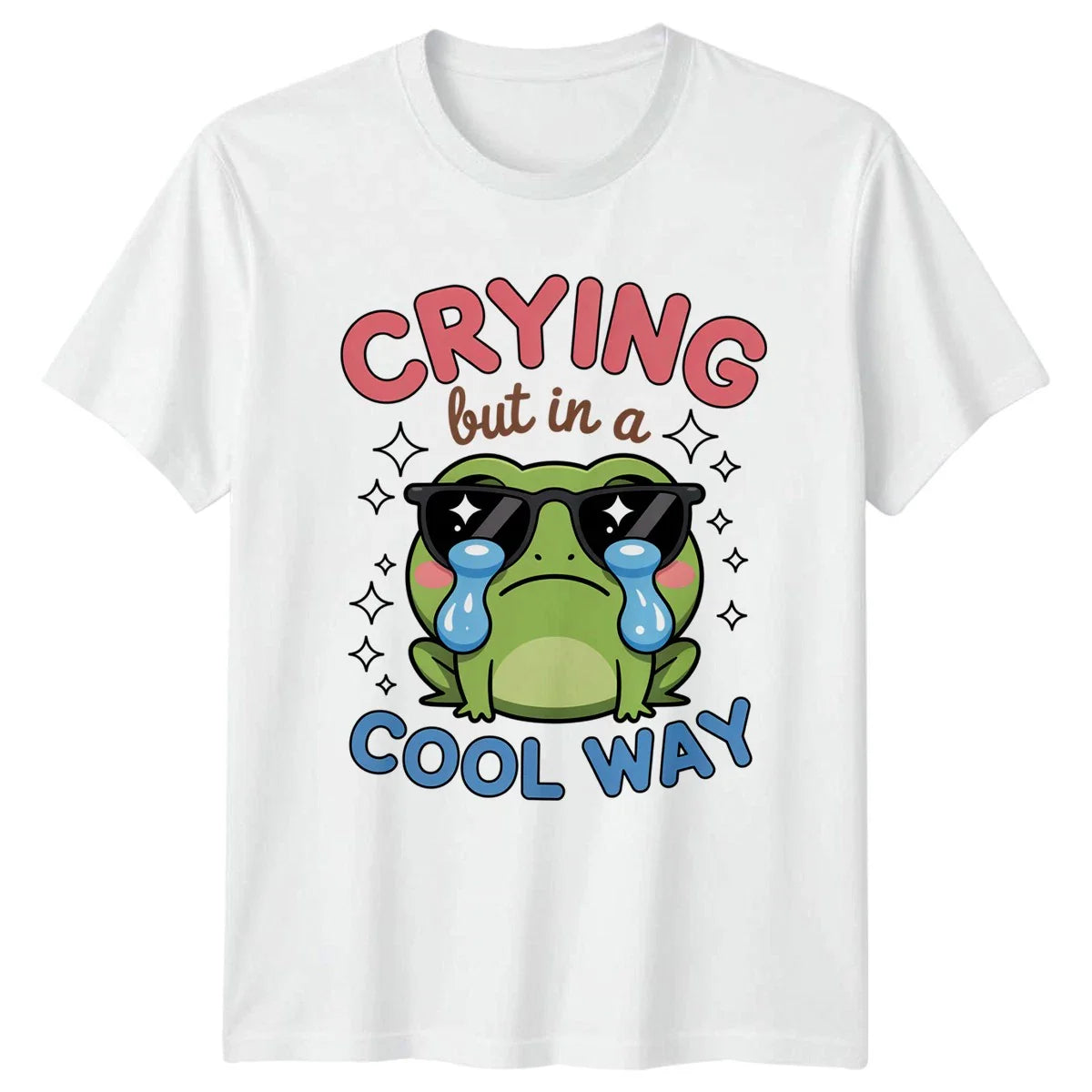 Crying But In A Cool Way T-Shirt Aesthetic Frog Meme Humor Birthday Unisex T-shirt, Sweatshirt, Hoodie, Long Sleeve Tee - T-Shirt, Sweatshirt, Hoodie