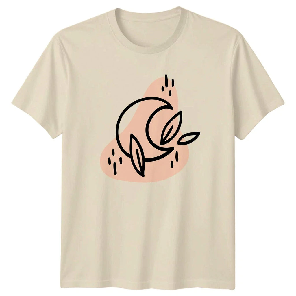 Minimalist Abstract Moon Leaf T-Shirt Botanical Art Birthday Gift Unisex T-shirt, Sweatshirt, Hoodie, Long Sleeve Tee - T-Shirt, Sweatshirt, Hoodie