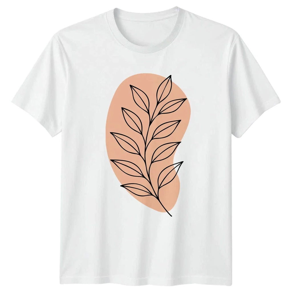 Botanical Leaf Outline T-Shirt Minimalist Art Nature Birthday Gift For Him Unisex T-shirt, Sweatshirt, Hoodie, Long Sleeve Tee - T-Shirt, Sweatshirt, Hoodie