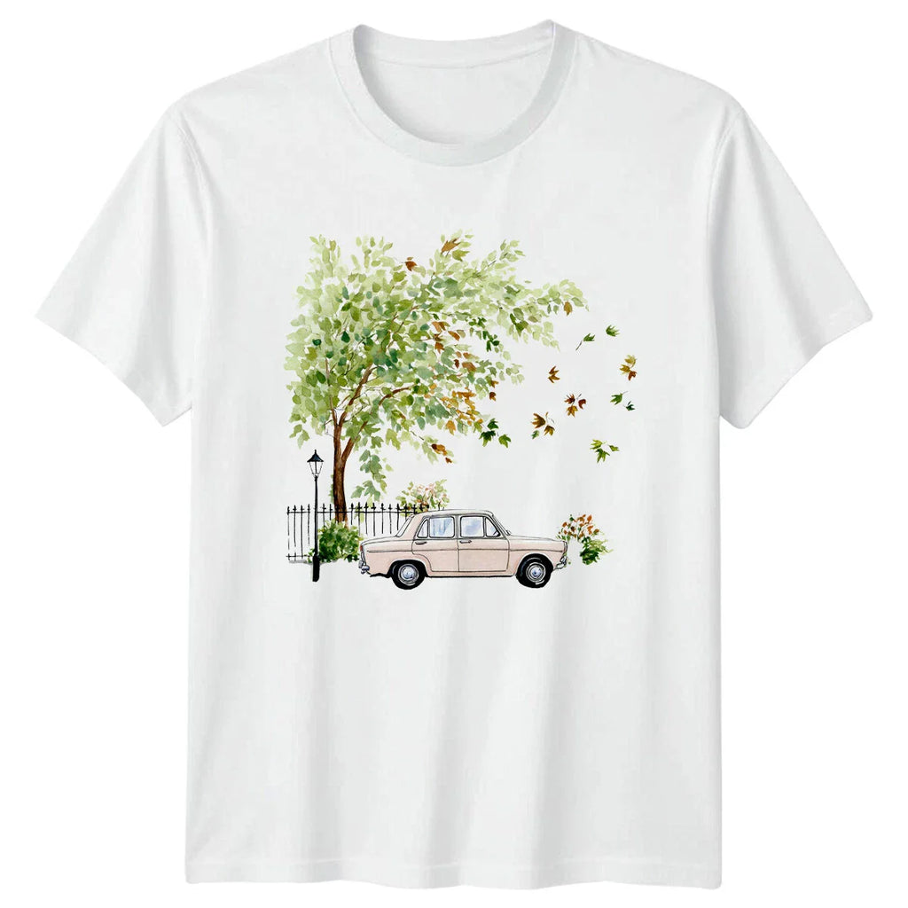 Classic Car Tree Scene Ladies T-Shirt Mens Graphic Tee Unisex Top Unisex T-shirt, Sweatshirt, Hoodie, Long Sleeve Tee - T-Shirt, Sweatshirt, Hoodie