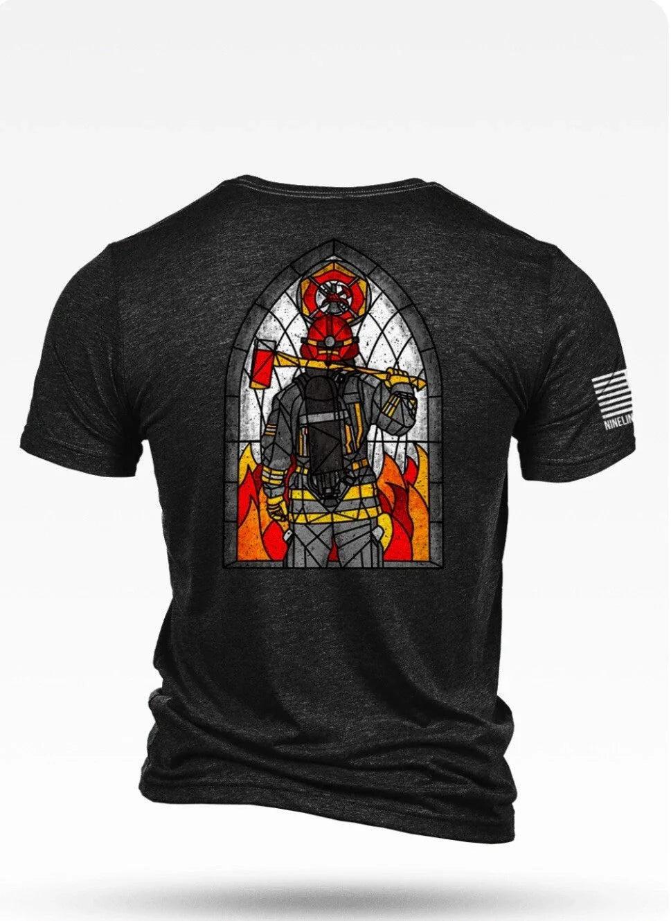 Line Nine Apparel Fireman Tshirt Stain glass Large Unisex T-shirt, Sweatshirt, Hoodie, Long Sleeve Tee - T-Shirt, Sweatshirt, Hoodie