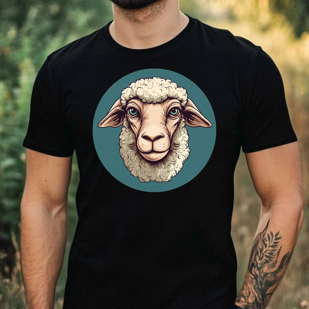 Mens Funny Sheep Face Motif Cotton T-Shirt Size XS to 5XL Unisex T-shirt, Sweatshirt, Hoodie, Long Sleeve Tee - T-Shirt, Sweatshirt, Hoodie