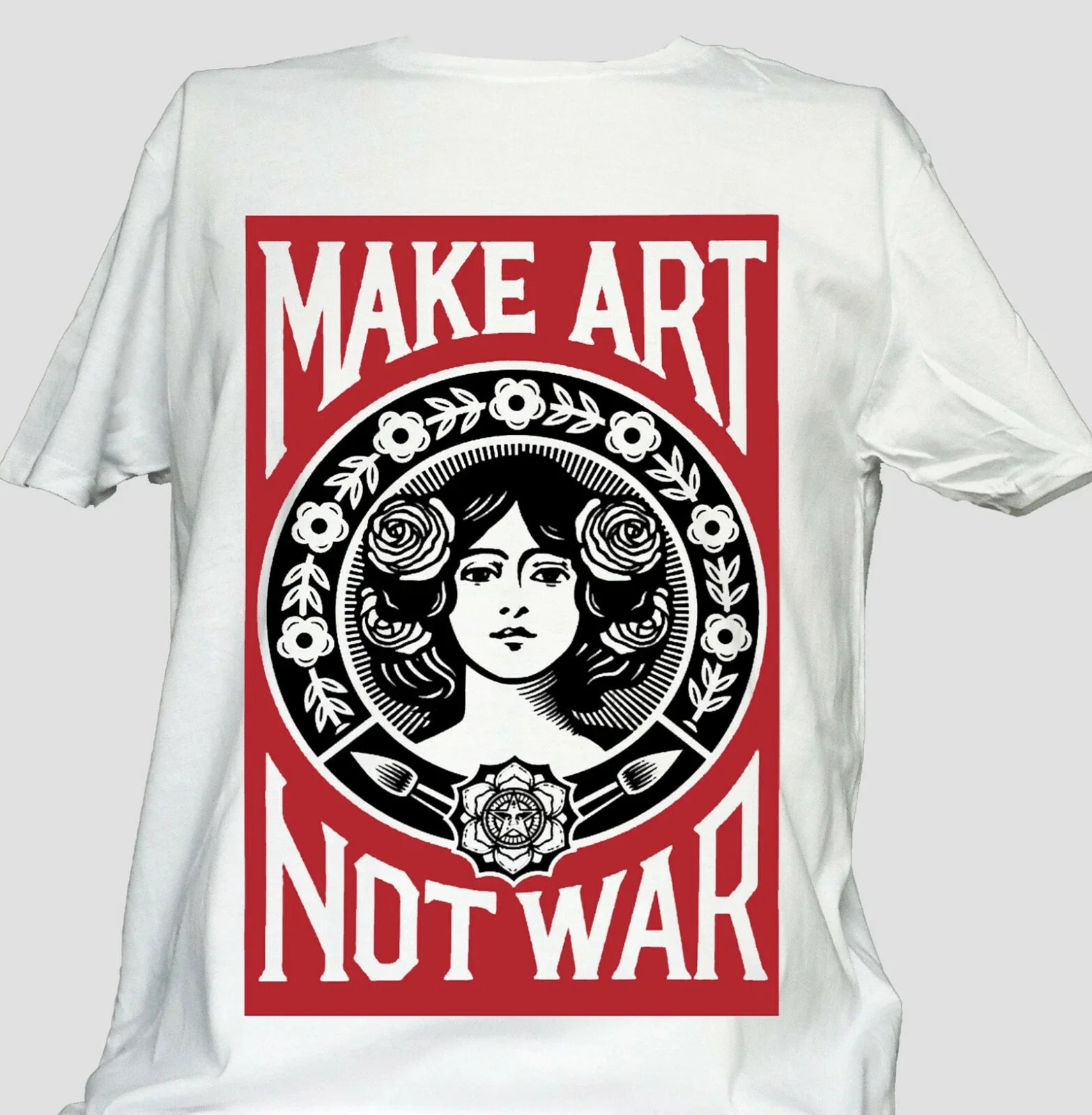 Make Art Not War Peace Rebel Pacifist T-shirt Unisex White Short Sleeve S-3XL Unisex T-shirt, Sweatshirt, Hoodie, Long Sleeve Tee - T-Shirt, Sweatshirt, Hoodie