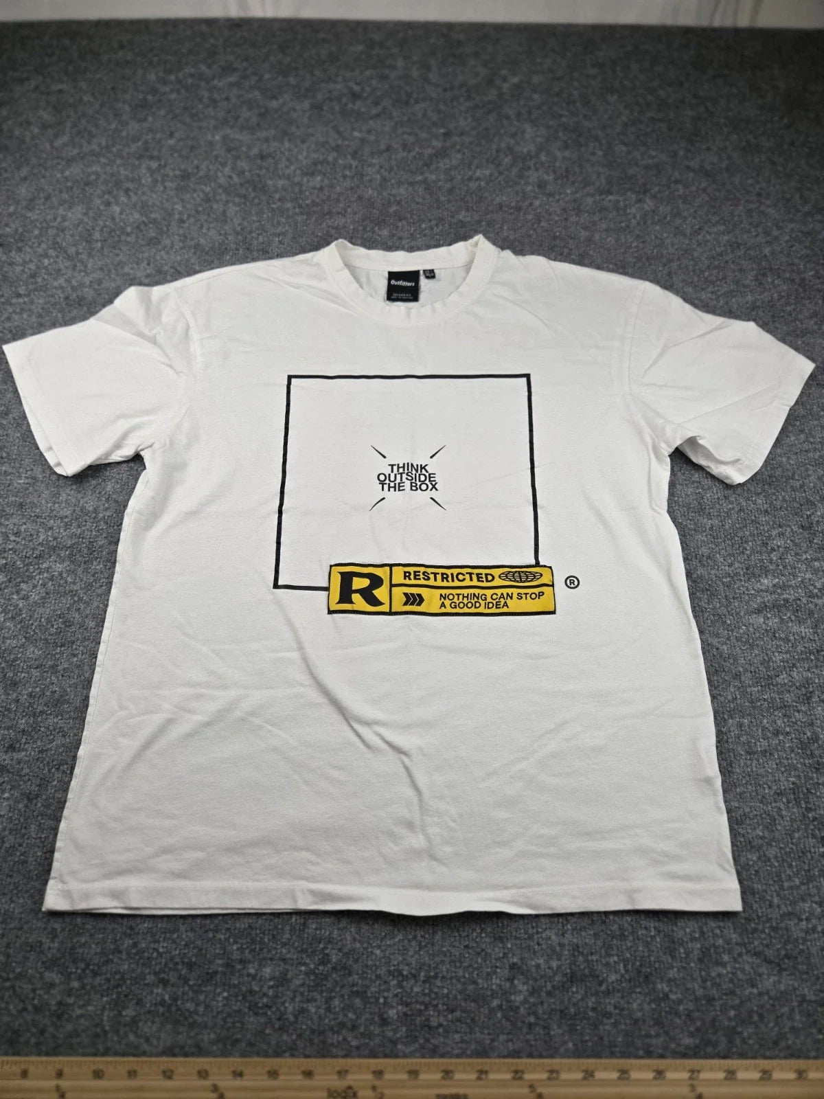 Outfitters Think Outside The Box Large  T-Shirt - Unisex White Tee #617 Unisex T-shirt, Sweatshirt, Hoodie, Long Sleeve Tee - T-Shirt, Sweatshirt, Hoodie