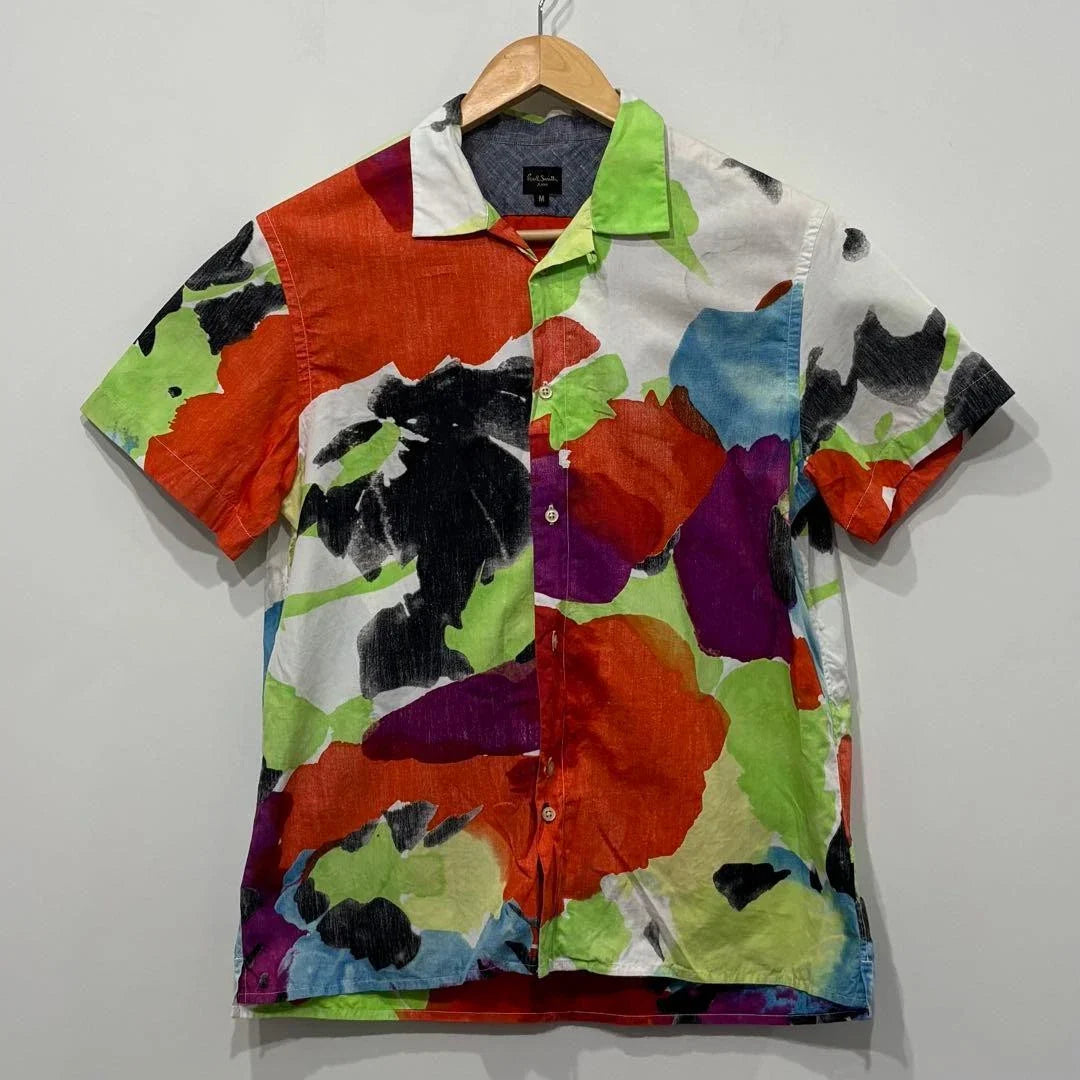 Paul Smith Multicolor Art Paint Open Collar Shirt M Japan For 14+ Unisex T-shirt, Sweatshirt, Hoodie, Long Sleeve Tee - T-Shirt, Sweatshirt, Hoodie