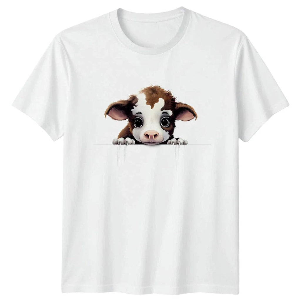 Cute Peeking Baby Cow T-Shirt Cattle Farm Animal Birthday Gift For Him And Her Unisex T-shirt, Sweatshirt, Hoodie, Long Sleeve Tee - T-Shirt, Sweatshirt, Hoodie