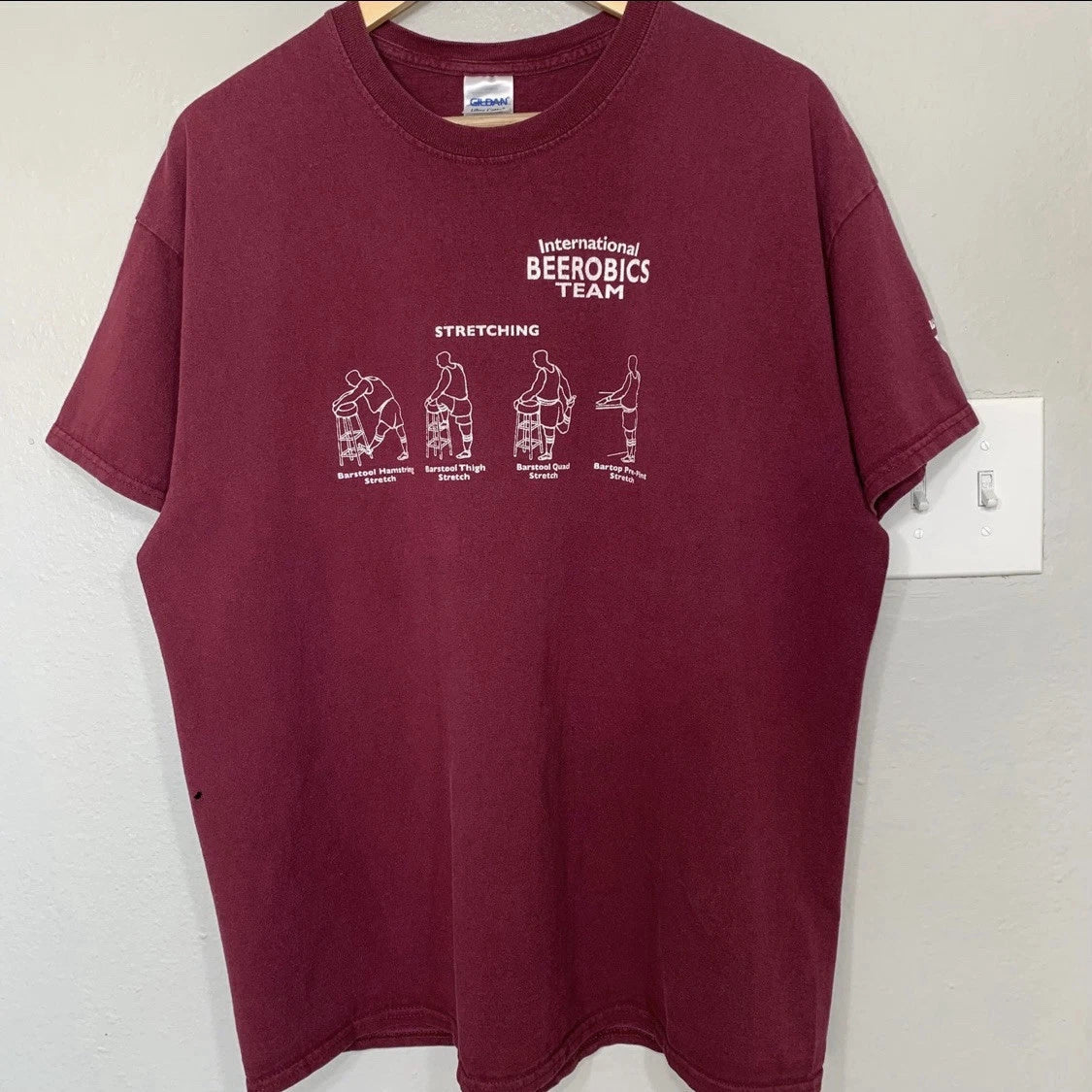 Beerobics Team Beer Funny Humor Burgundy Tee Size XL Unisex T-shirt, Sweatshirt, Hoodie, Long Sleeve Tee - T-Shirt, Sweatshirt, Hoodie
