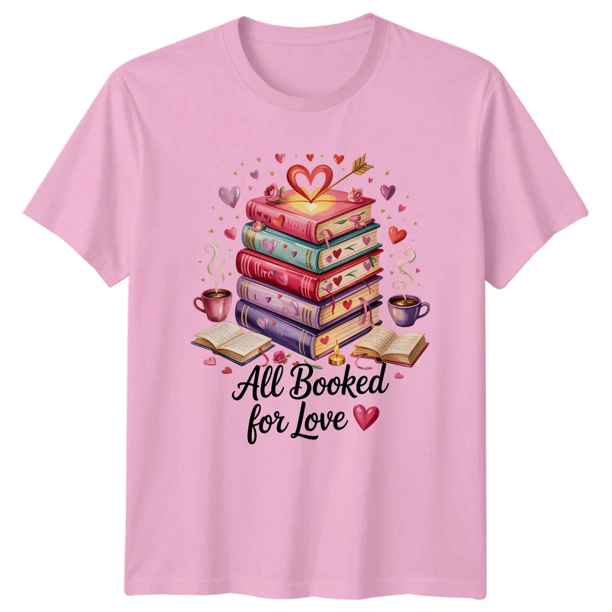All Booked For Love Womens T-Shirt Cozy Aesthetic Reading Valentines Day Unisex T-shirt, Sweatshirt, Hoodie, Long Sleeve Tee - T-Shirt, Sweatshirt, Hoodie