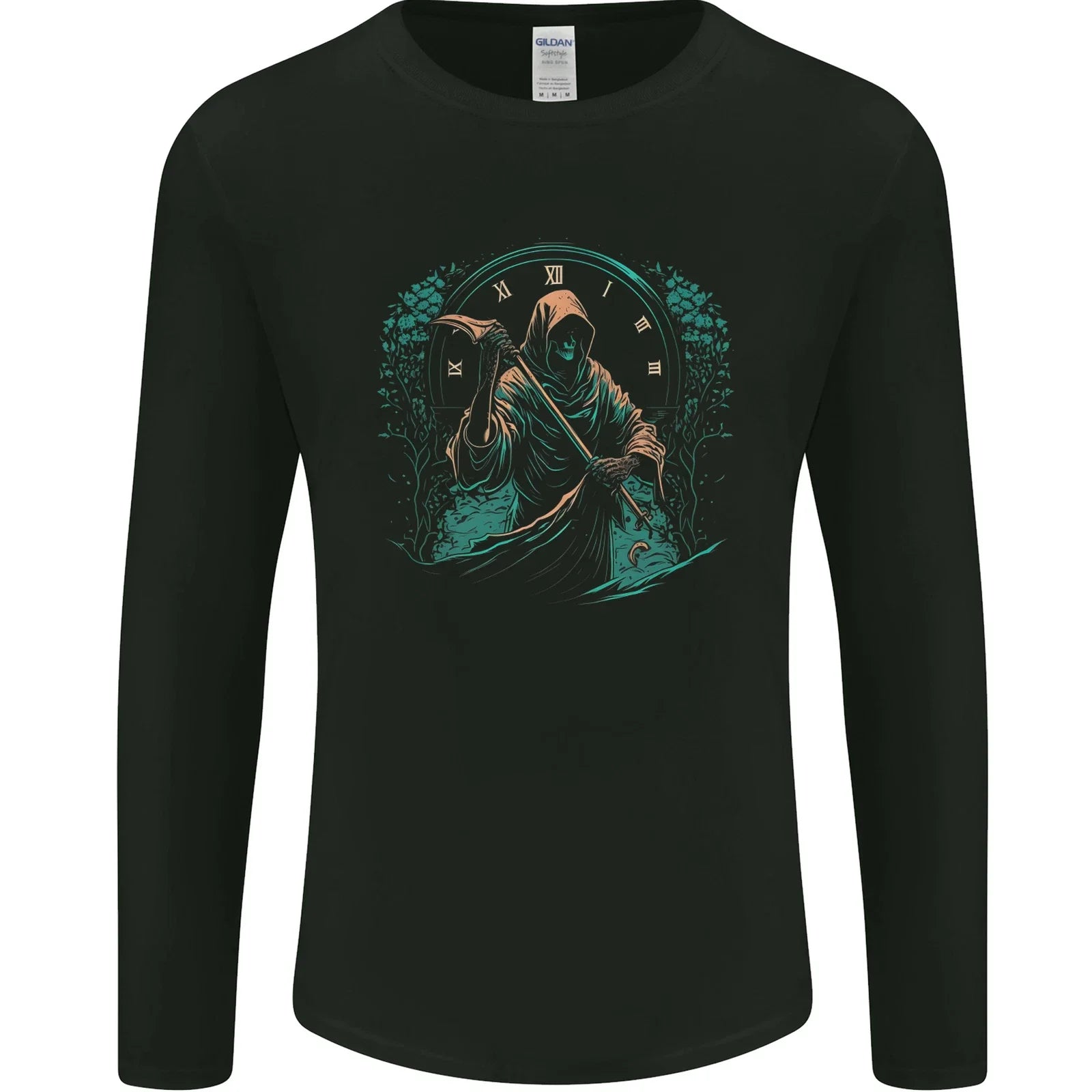 Grim Reaper Time Skull Death Gothic Mens Long Sleeve T-Shirt Unisex T-shirt, Sweatshirt, Hoodie, Long Sleeve Tee - T-Shirt, Sweatshirt, Hoodie
