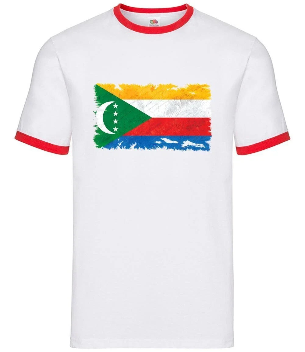 Komoren Grunge Stil Flagge - Herren Ringer - Moroni Afrika Land Flaggen Unisex T-shirt, Sweatshirt, Hoodie, Long Sleeve Tee - T-Shirt, Sweatshirt, Hoodie
