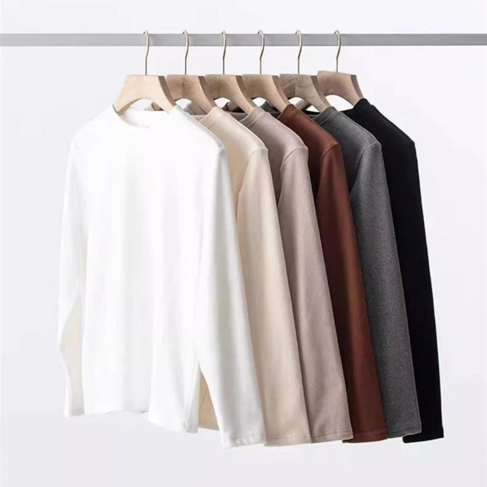 Men's Modern Cut Long Sleeve Half Turtleneck Pullover Top Casual Everyday Top Unisex T-shirt, Sweatshirt, Hoodie, Long Sleeve Tee - T-Shirt, Sweatshirt, Hoodie