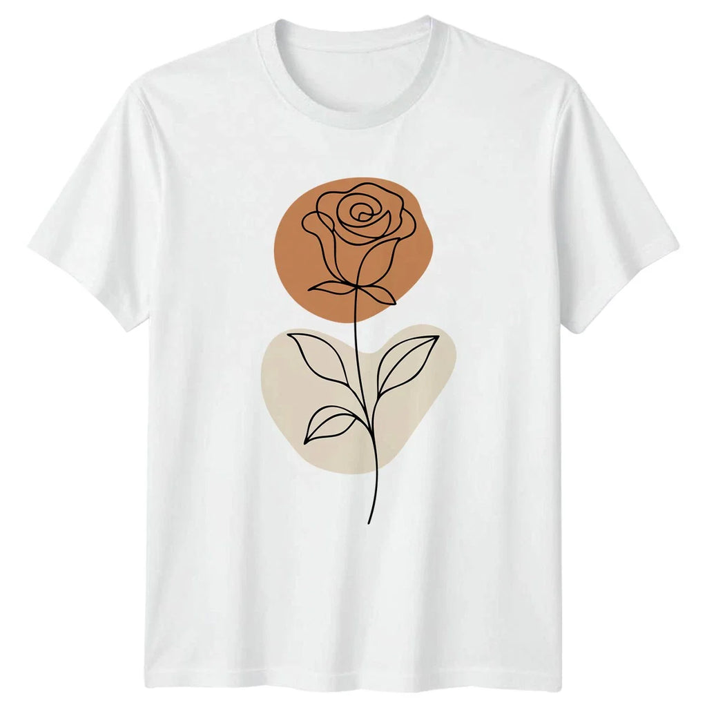 Minimalist Line Art Rose Flower Womens T-Shirt Botanical Floral Mothers Day Unisex T-shirt, Sweatshirt, Hoodie, Long Sleeve Tee - T-Shirt, Sweatshirt, Hoodie