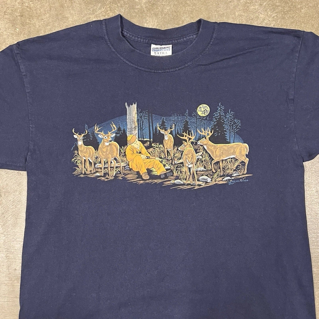 VTG Hunter T Shirt Funny Deer Graphic 90s 1999 BRS Artwear Navy Hunting Sz XL Unisex T-shirt, Sweatshirt, Hoodie, Long Sleeve Tee - T-Shirt, Sweatshirt, Hoodie