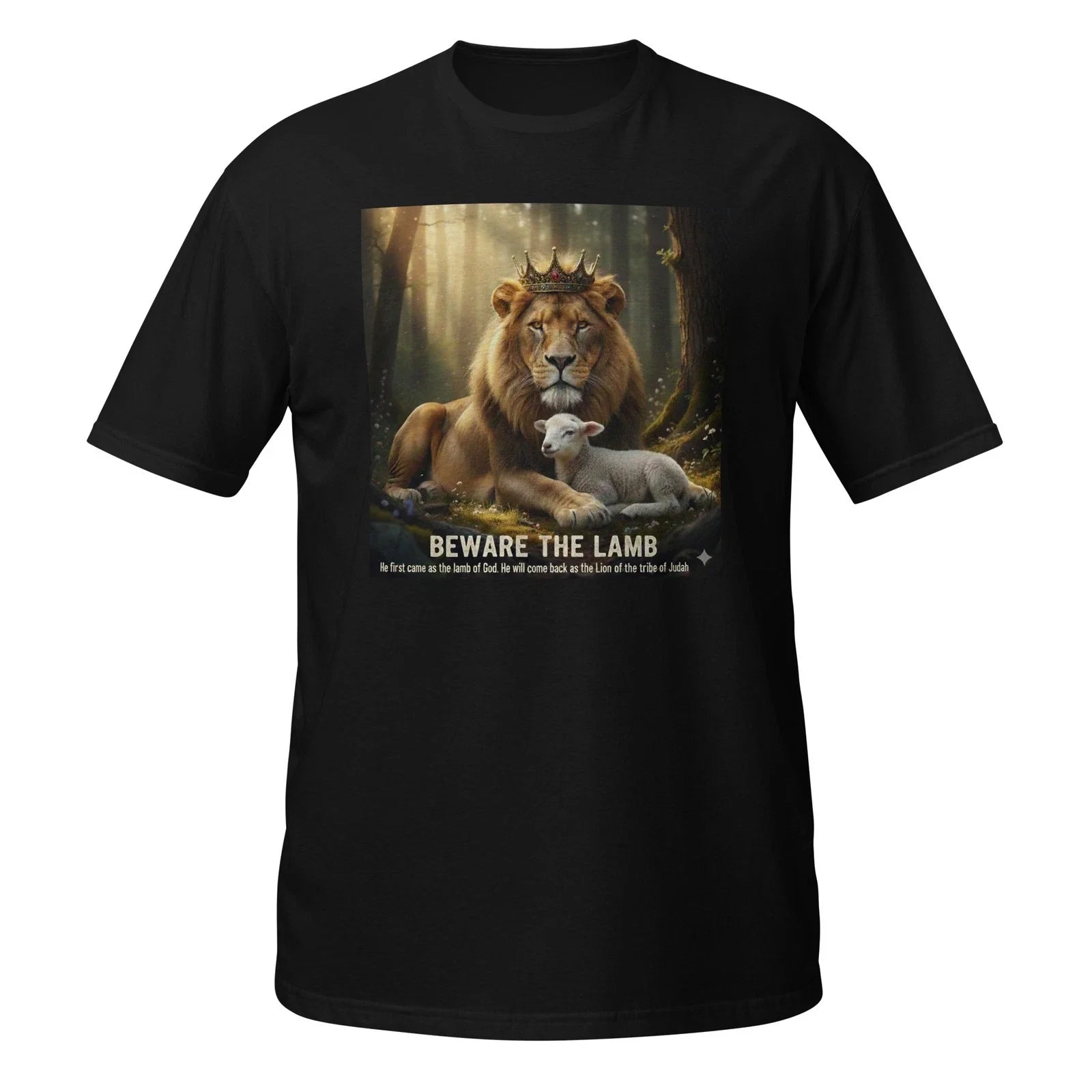 : Lion and the Lamb Christian T-Shirt - Lion of Judah Crowned  SOFT Graphic Tee Unisex T-shirt, Sweatshirt, Hoodie, Long Sleeve Tee - T-Shirt, Sweatshirt, Hoodie