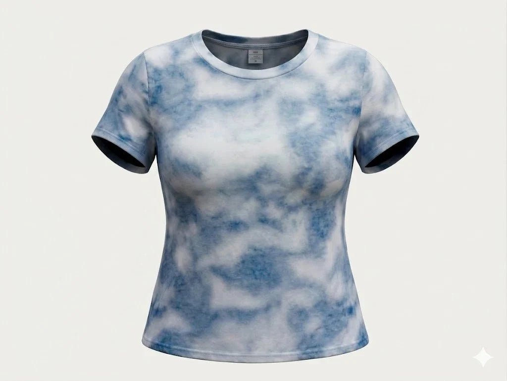 women's Blue & White Tie-Dye Cloud Tee | Soft Graphic T-Shirt | Oversized Fit Unisex T-shirt, Sweatshirt, Hoodie, Long Sleeve Tee - T-Shirt, Sweatshirt, Hoodie
