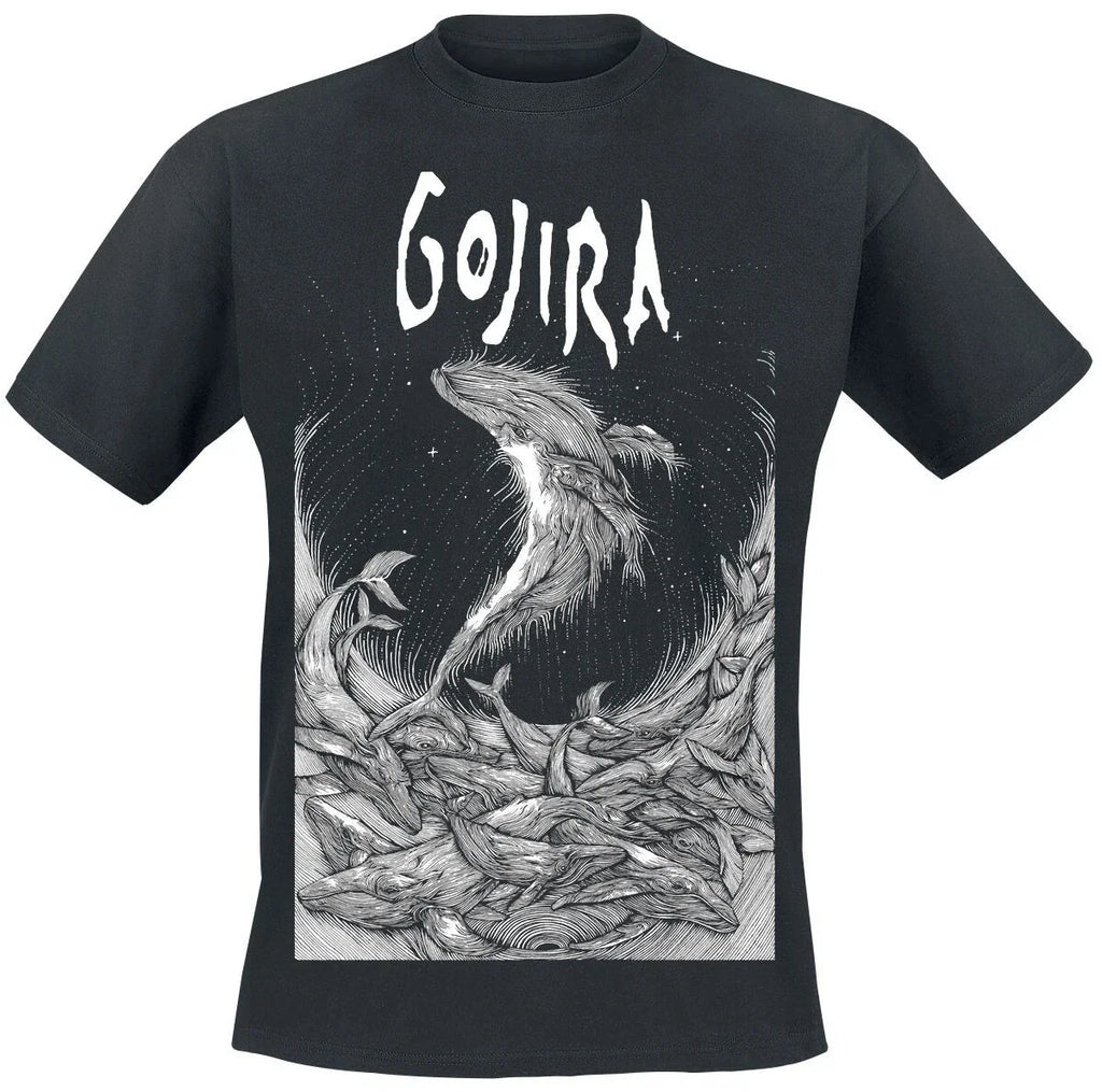 Gojira - T-Shirt (Woodblock Whales) Metal Band Black Size Large New Unisex T-shirt, Sweatshirt, Hoodie, Long Sleeve Tee - T-Shirt, Sweatshirt, Hoodie