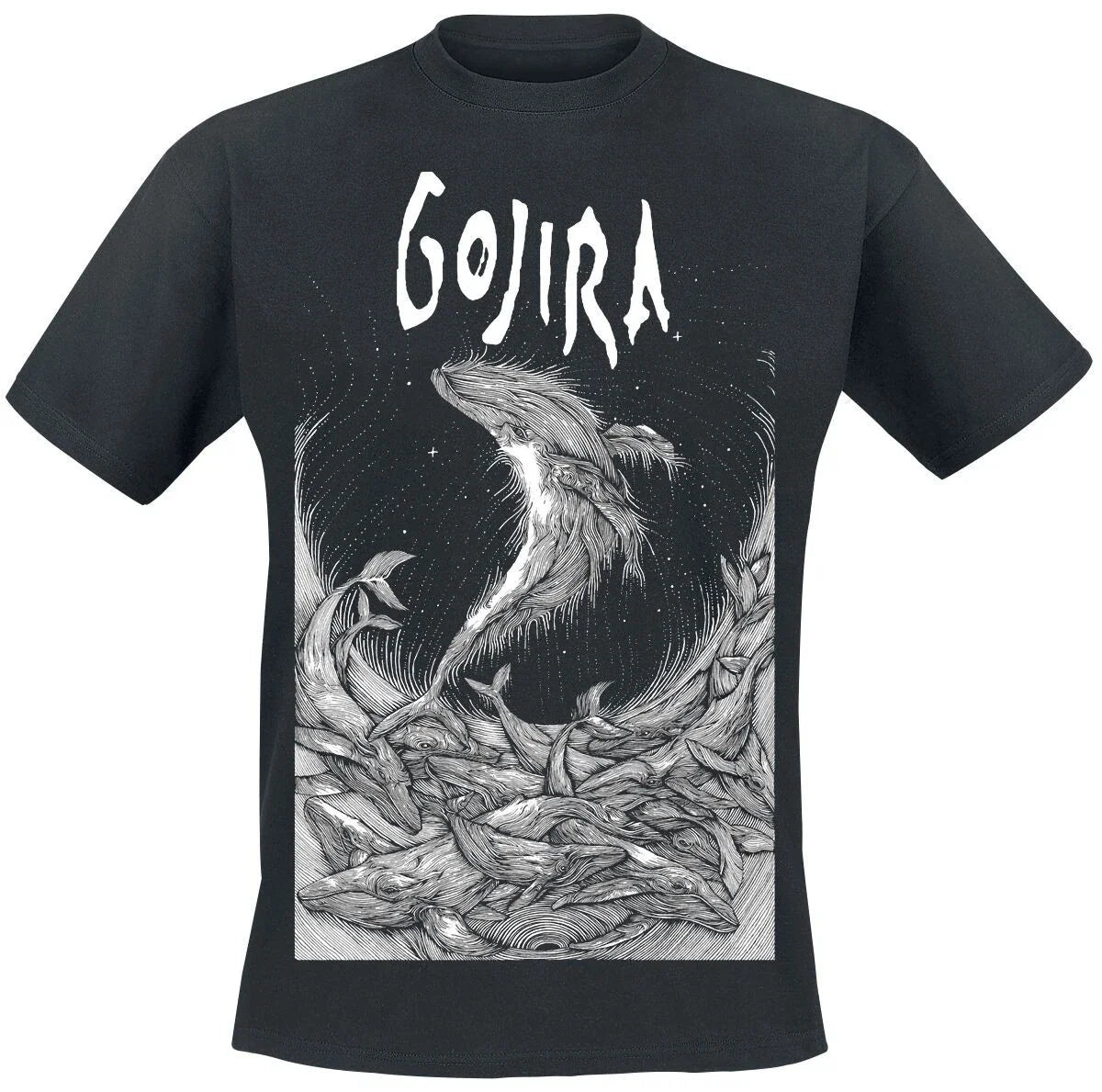 Gojira - T-Shirt (Woodblock Whales) Metal Band Black Size Large New Unisex T-shirt, Sweatshirt, Hoodie, Long Sleeve Tee - T-Shirt, Sweatshirt, Hoodie