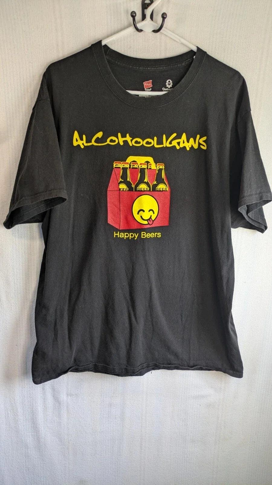 Funny T Shirt Men's XL Black Happy Beer Unisex T-shirt, Sweatshirt, Hoodie, Long Sleeve Tee - T-Shirt, Sweatshirt, Hoodie