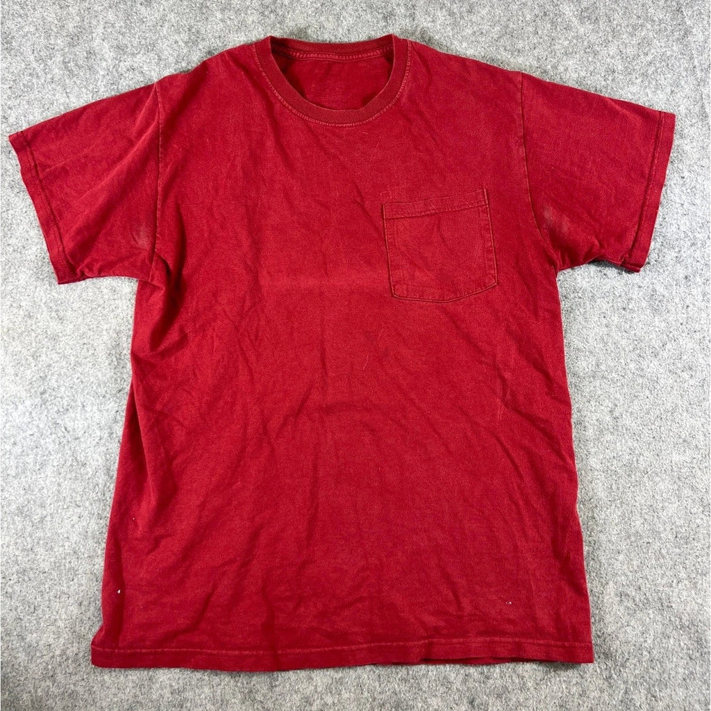 Shirt Mens Medium Red Minimalist Pocket Basic Tee Pullover Workwear Casual Unisex T-shirt, Sweatshirt, Hoodie, Long Sleeve Tee - T-Shirt, Sweatshirt, Hoodie