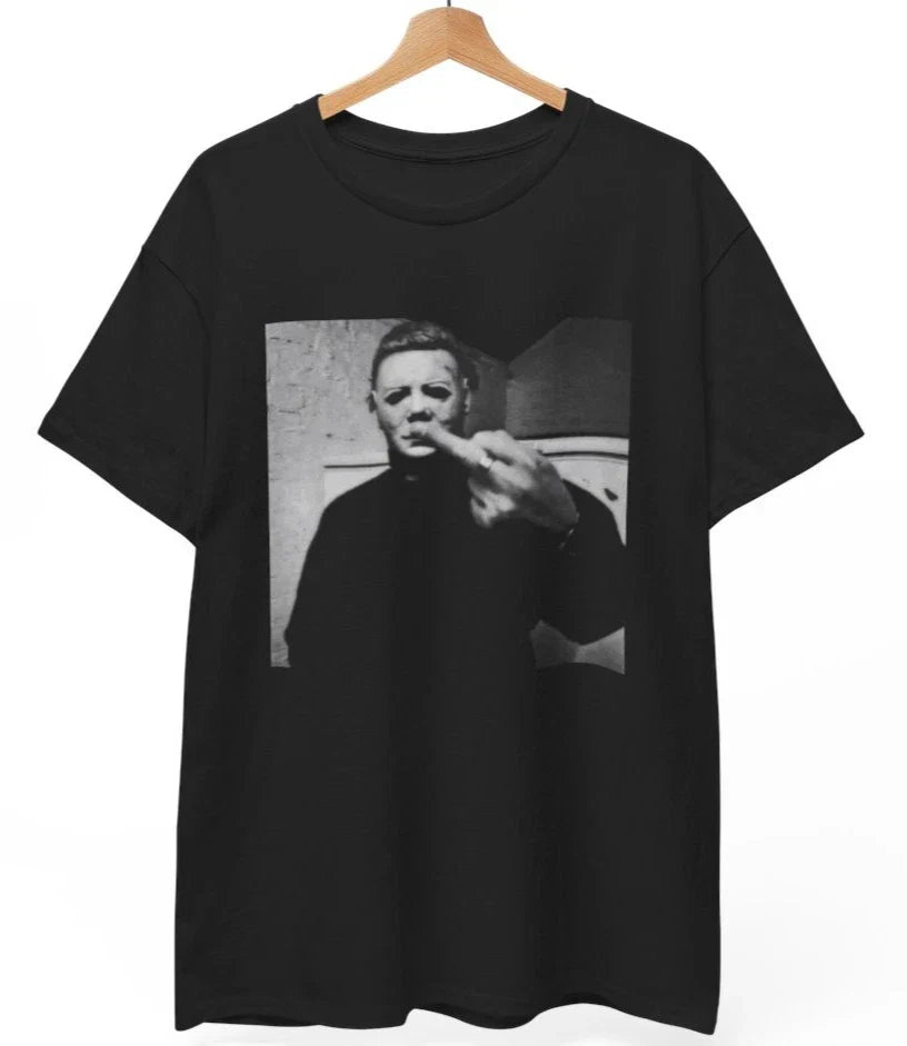 Michael Myers T-Shirt, Halloween Middle Finger Goth Punk Horror Metal Unisex Tee Unisex T-shirt, Sweatshirt, Hoodie, Long Sleeve Tee - T-Shirt, Sweatshirt, Hoodie