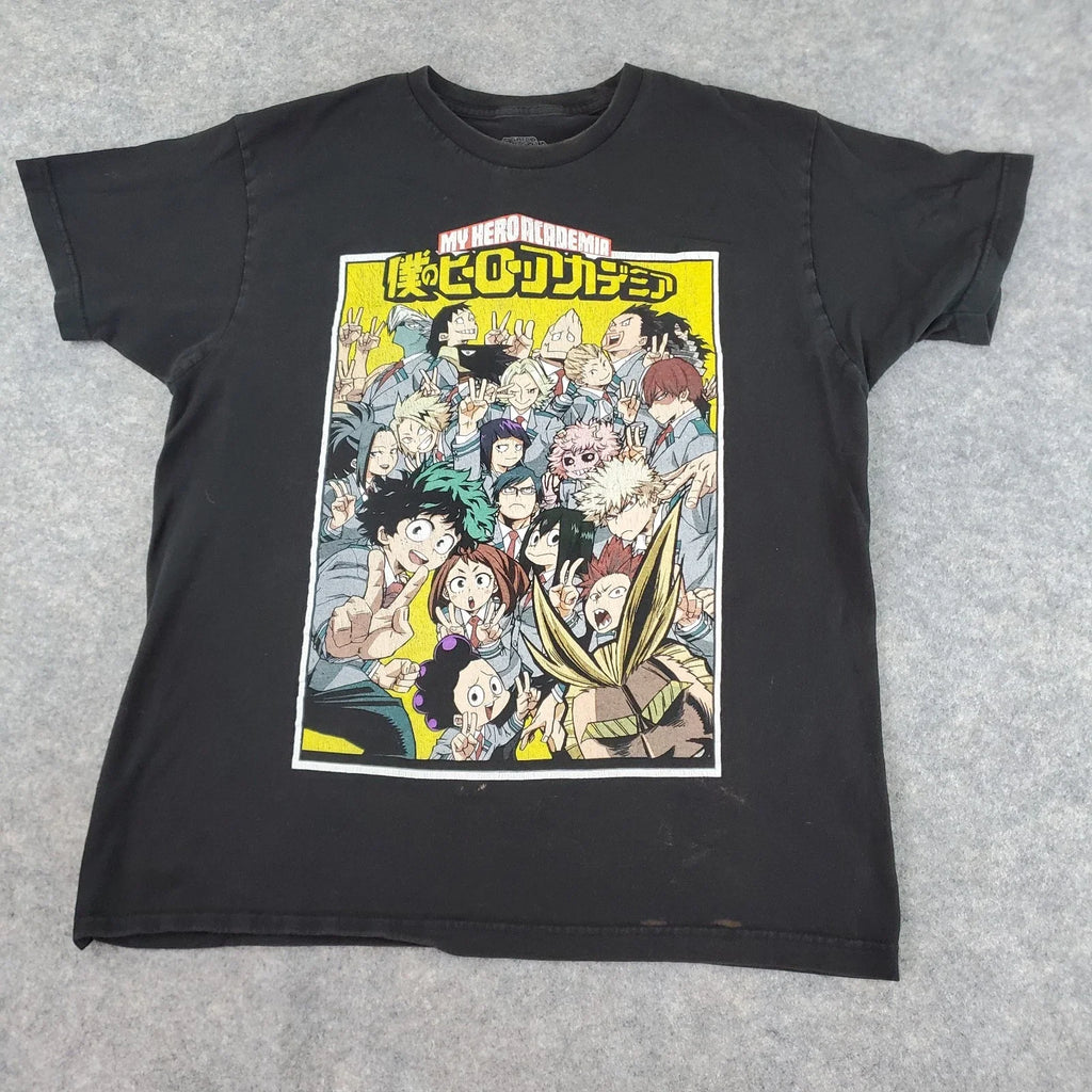 My Hero Academia Shirt Mens Large Black Crew Neck Short Sleeve Stretch Pullover Unisex T-shirt, Sweatshirt, Hoodie, Long Sleeve Tee - T-Shirt, Sweatshirt, Hoodie
