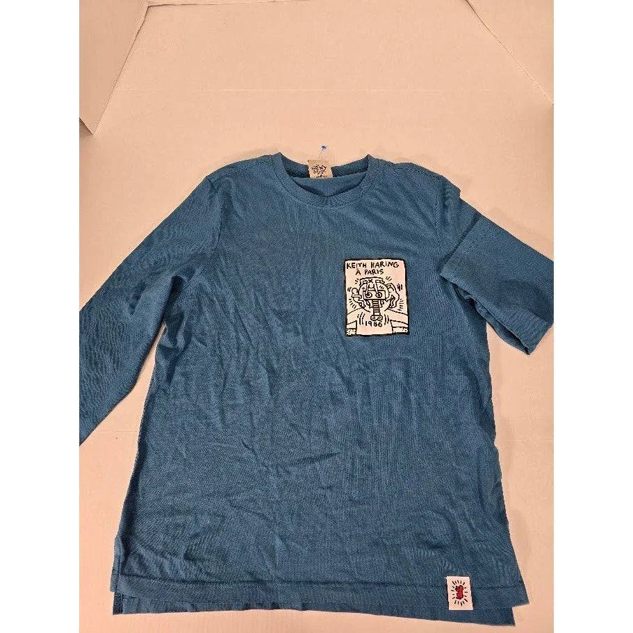 Keith Haring A Paris Graphic T-Shirt Mens Blue Cotton Casual Top Size 105/US L Unisex T-shirt, Sweatshirt, Hoodie, Long Sleeve Tee - T-Shirt, Sweatshirt, Hoodie