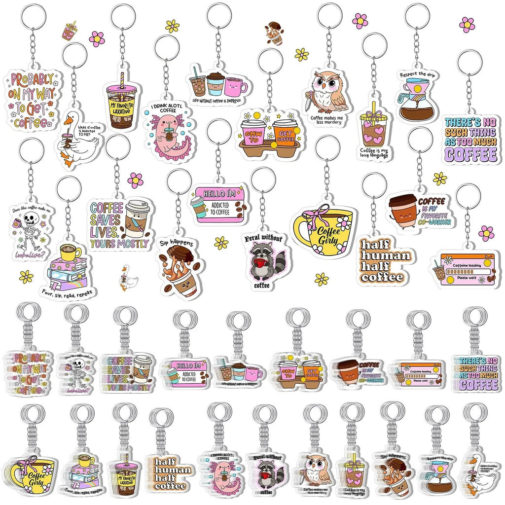100 Pcs Coffee Lovers Gifts Keychain Bulk, 20 Style Cute Novelty Acrylic Key ... Unisex T-shirt, Sweatshirt, Hoodie, Long Sleeve Tee - T-Shirt, Sweatshirt, Hoodie