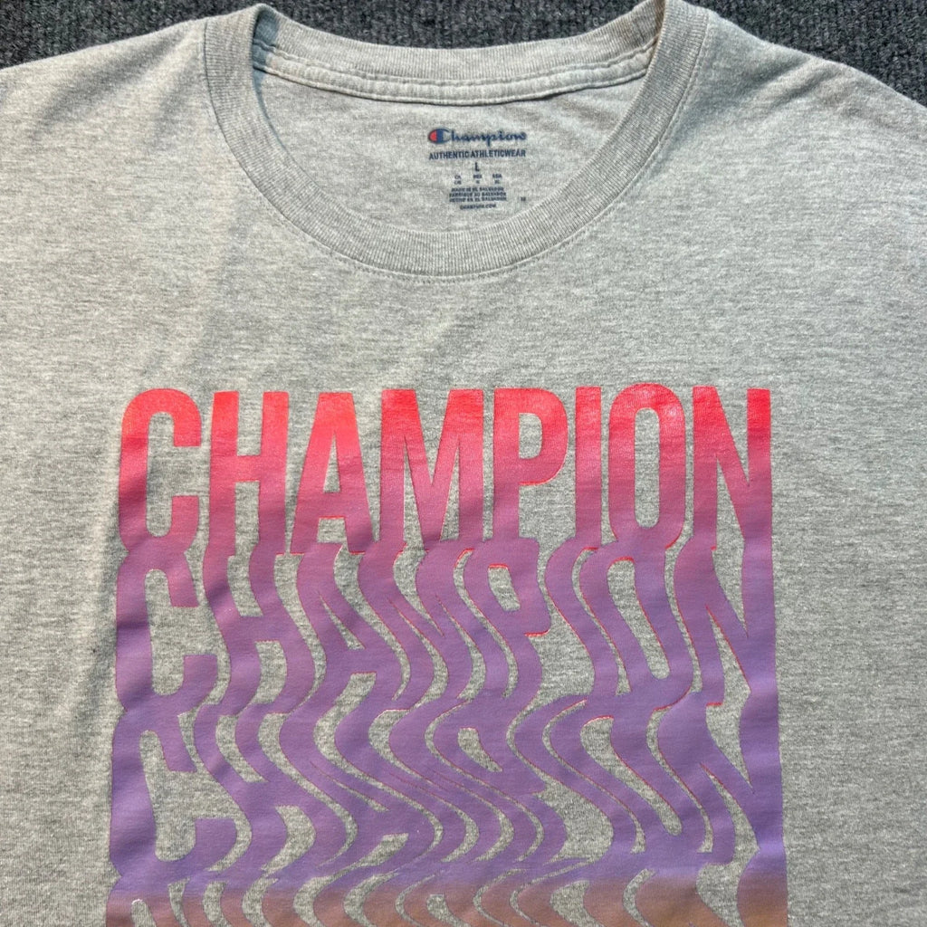 Champion Mens T-Shirt Large Gray Short Sleeve Logo Athletic Casual Unisex T-shirt, Sweatshirt, Hoodie, Long Sleeve Tee - T-Shirt, Sweatshirt, Hoodie