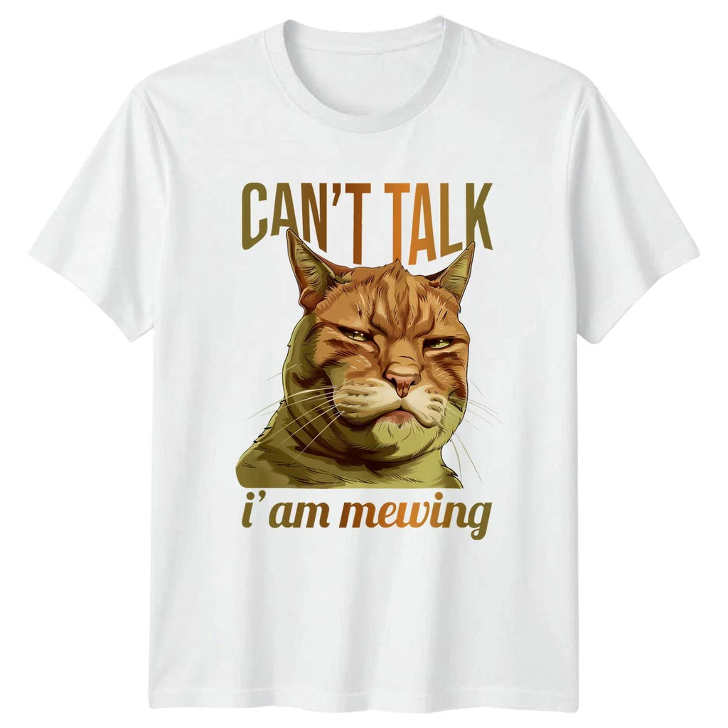 Cant Talk I Am Mewing T-Shirt Mewing Aesthetic Cat Meme Unisex T-shirt, Sweatshirt, Hoodie, Long Sleeve Tee - T-Shirt, Sweatshirt, Hoodie