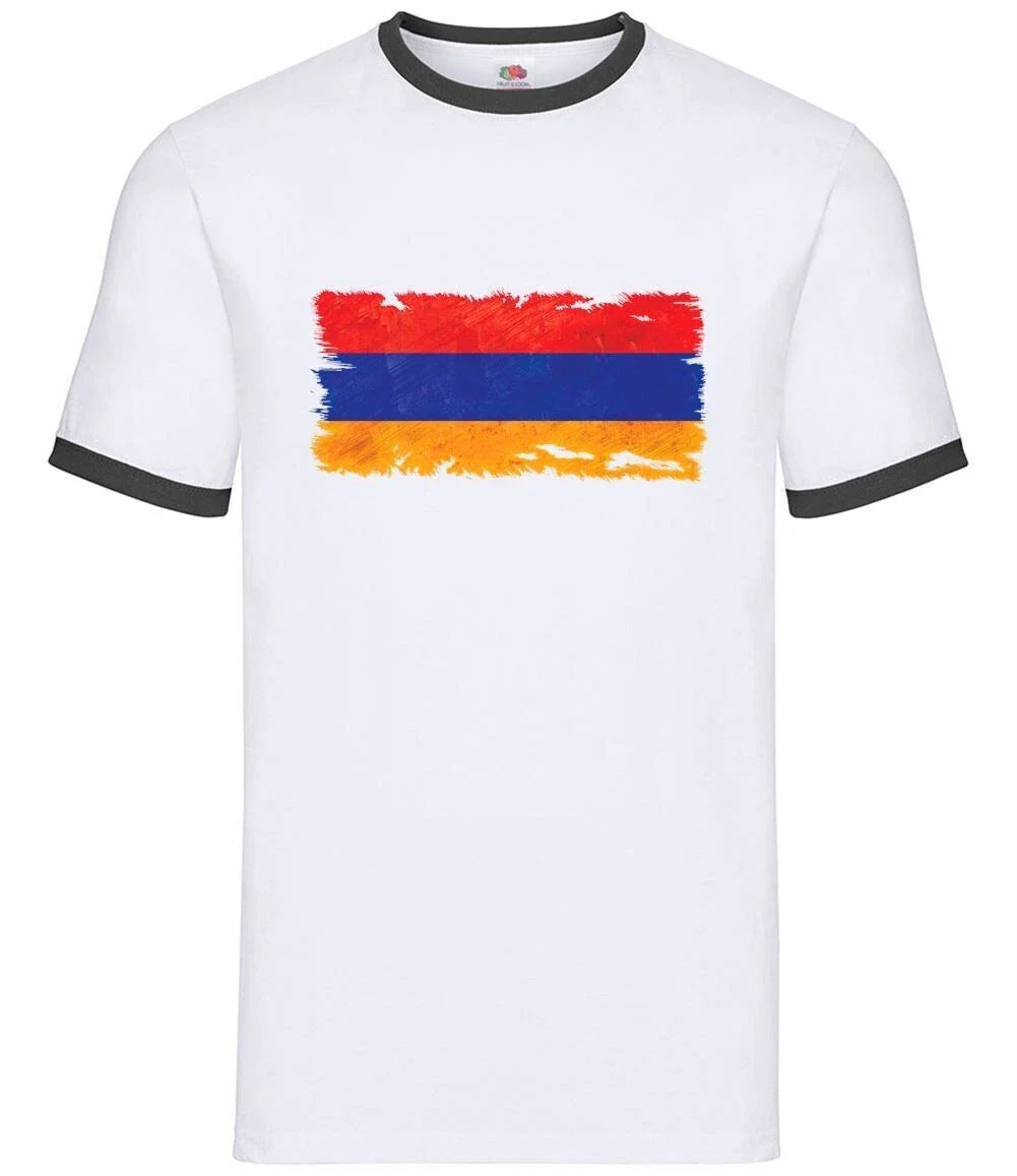 Armenia Grunge Flag - Men Contrast - Yerevan Asia Flags Country Gift Unisex T-shirt, Sweatshirt, Hoodie, Long Sleeve Tee - T-Shirt, Sweatshirt, Hoodie
