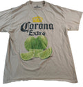 Men's Large Beige Short Sleeve Corona Extra With Lime Graphic Logo T-Shirt Unisex T-shirt, Sweatshirt, Hoodie, Long Sleeve Tee - T-Shirt, Sweatshirt, Hoodie