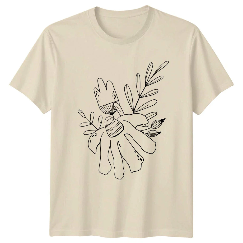 Minimalist Hand Drawn Floral Botanical T-Shirt Botanical Illustration Floral Unisex T-shirt, Sweatshirt, Hoodie, Long Sleeve Tee - T-Shirt, Sweatshirt, Hoodie