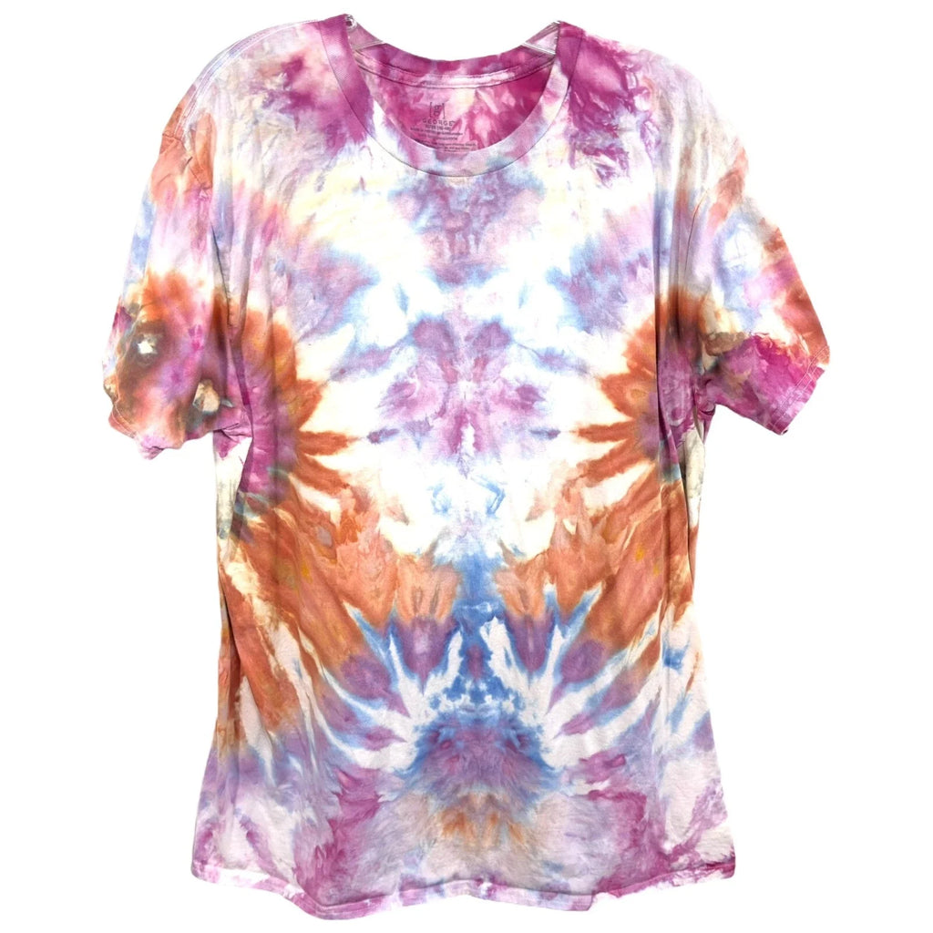 George XL Top Handmade Tie Dye T-Shirt Short Sleeve Rust Orange Pink 204 Unisex T-shirt, Sweatshirt, Hoodie, Long Sleeve Tee - T-Shirt, Sweatshirt, Hoodie