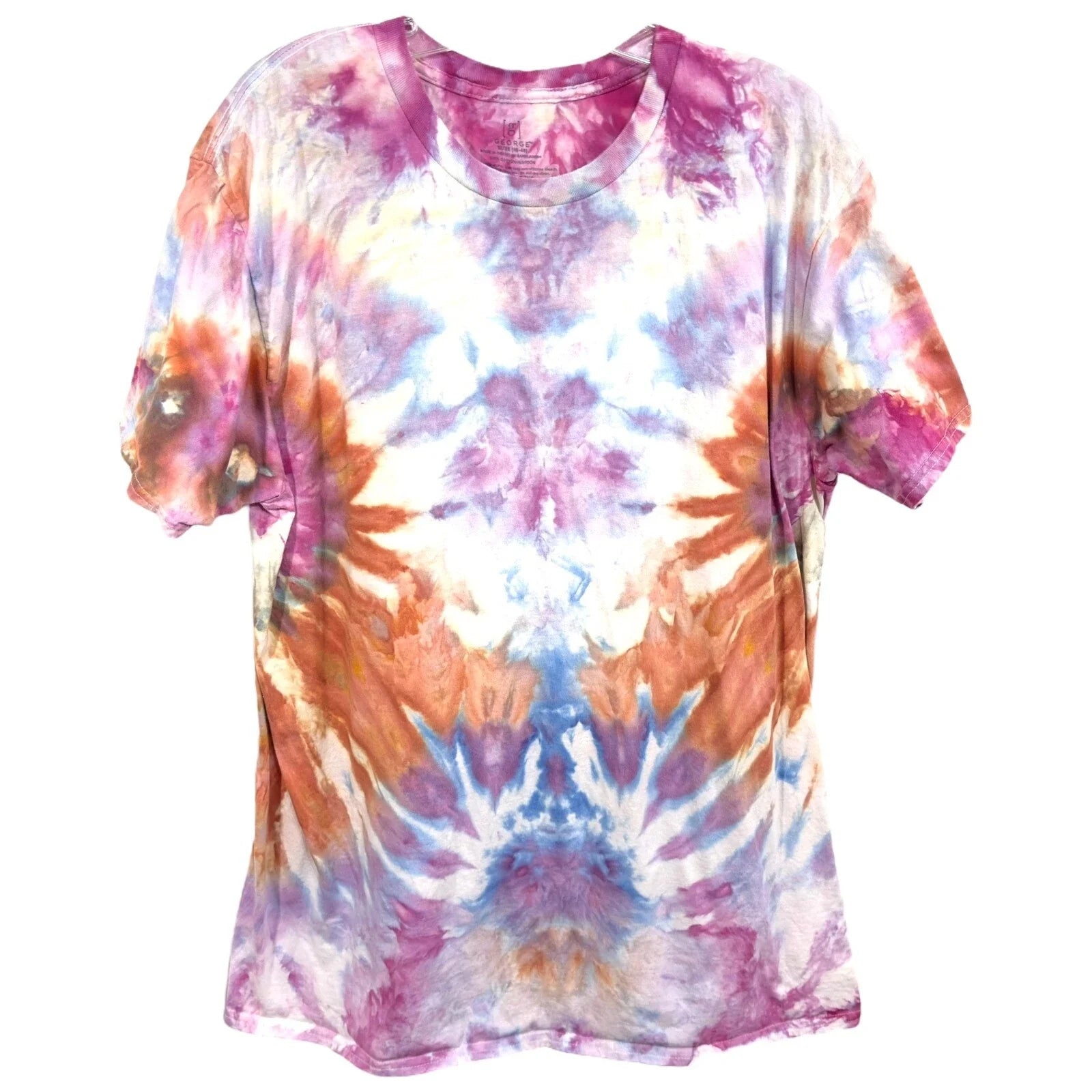 George XL Top Handmade Tie Dye T-Shirt Short Sleeve Rust Orange Pink 204 Unisex T-shirt, Sweatshirt, Hoodie, Long Sleeve Tee - T-Shirt, Sweatshirt, Hoodie