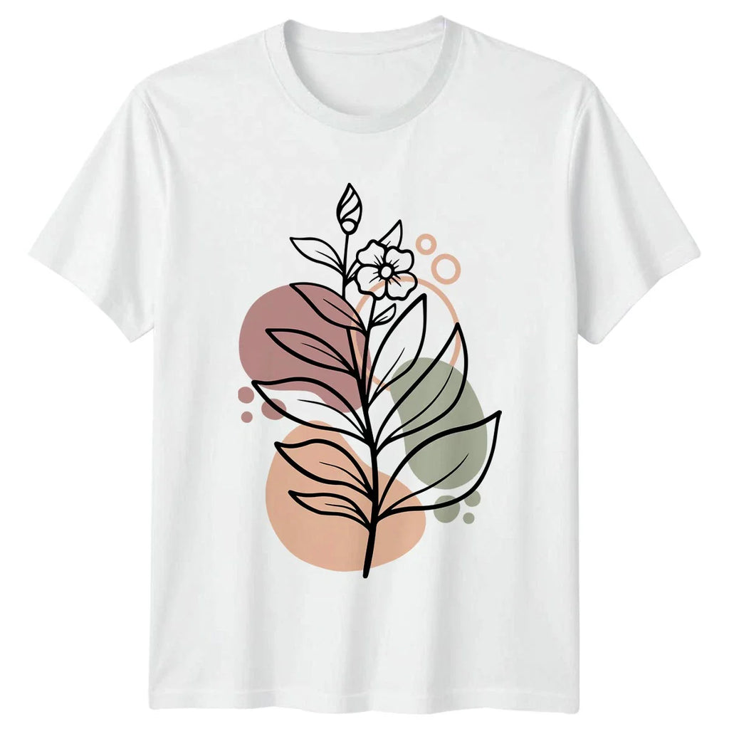 Minimalist Boho Flower And Leaf Womens Line Art Aesthetic Birthday Gift For Her Unisex T-shirt, Sweatshirt, Hoodie, Long Sleeve Tee - T-Shirt, Sweatshirt, Hoodie