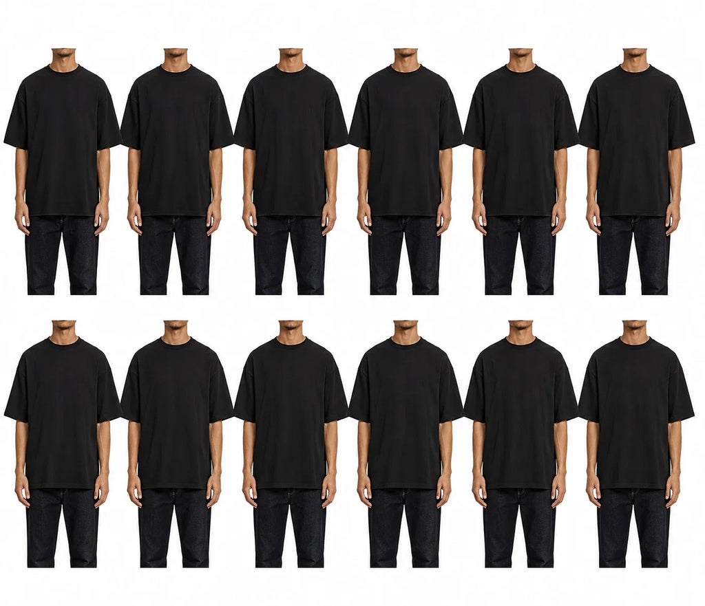 12 PK Unisex oversized T-Shirts 100% cotton, (7.1 oz) 240 GSM Black ( large L ) Unisex T-shirt, Sweatshirt, Hoodie, Long Sleeve Tee - T-Shirt, Sweatshirt, Hoodie