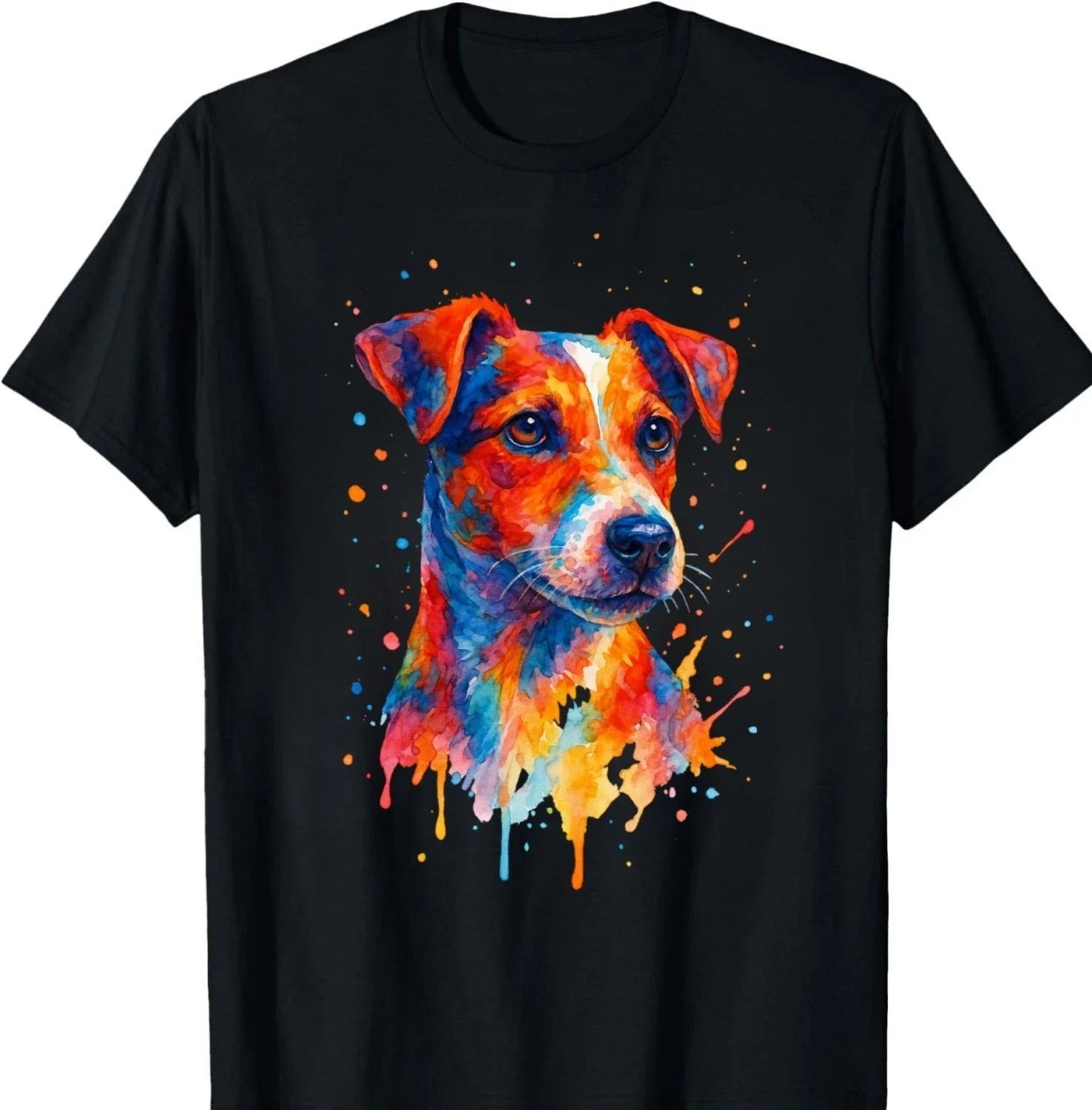 Colorful Jack Russell Watercolor Splash Art T-Shirt  Vibrant Dog Lover Gift Tee Unisex T-shirt, Sweatshirt, Hoodie, Long Sleeve Tee - T-Shirt, Sweatshirt, Hoodie