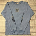 Y2K Anchor Blue Waffle Knit Long Sleeve Japanese Symbol Grunge Skater Sz XL Unisex T-shirt, Sweatshirt, Hoodie, Long Sleeve Tee - T-Shirt, Sweatshirt, Hoodie