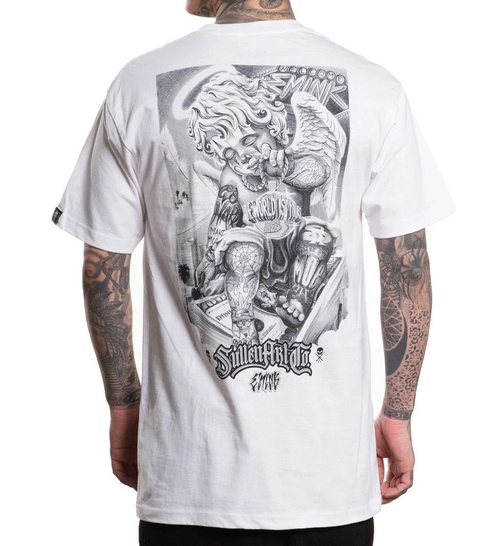 SULLEN CLOTHING EMINK CERUB TATTOO ART STANDARD WHITE T-SHIRT Unisex T-shirt, Sweatshirt, Hoodie, Long Sleeve Tee - T-Shirt, Sweatshirt, Hoodie