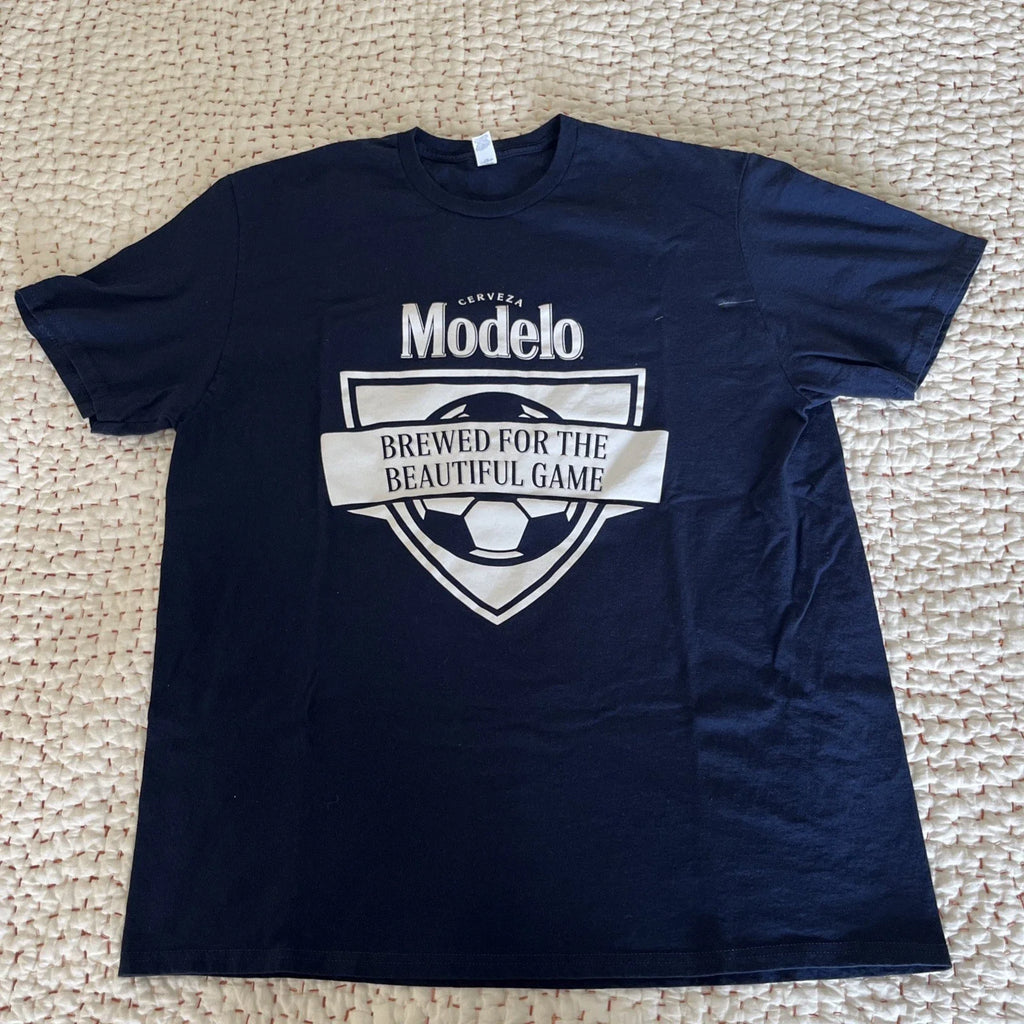 Modelo World Cup Promo T Shirt Size XL Soccer Brewed For The Beautiful Game Unisex T-shirt, Sweatshirt, Hoodie, Long Sleeve Tee - T-Shirt, Sweatshirt, Hoodie
