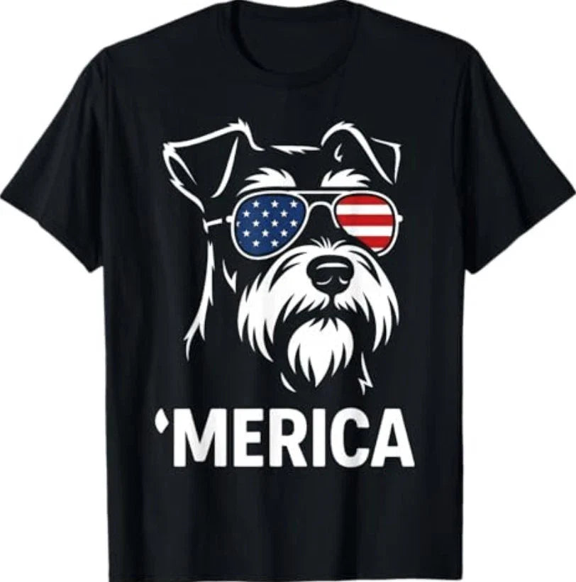 Patriotic Miniature Schnauzer Dog 'Merica 4th of July Funny T-Shirt Unisex T-shirt, Sweatshirt, Hoodie, Long Sleeve Tee - T-Shirt, Sweatshirt, Hoodie