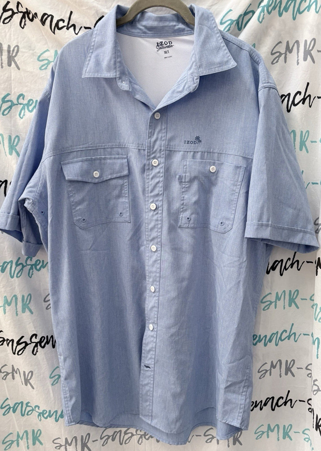 Mens IZOD Saltwater Blue Short Sleeve Shirt Double Pocket Size XL Tall EUC Unisex T-shirt, Sweatshirt, Hoodie, Long Sleeve Tee - T-Shirt, Sweatshirt, Hoodie