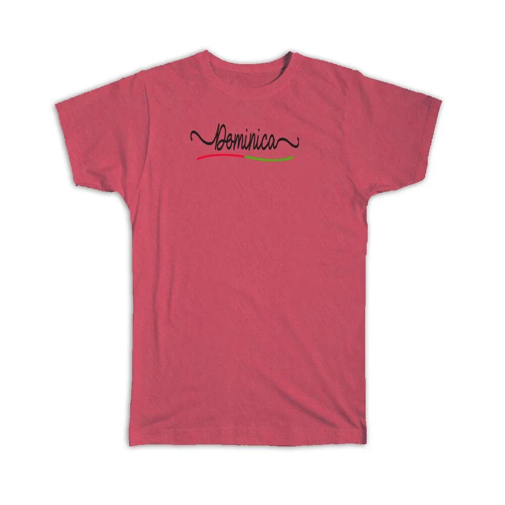 Gift T-Shirt : Dominica Flag Colors Travel Expat Country Minimalist Unisex T-shirt, Sweatshirt, Hoodie, Long Sleeve Tee - T-Shirt, Sweatshirt, Hoodie