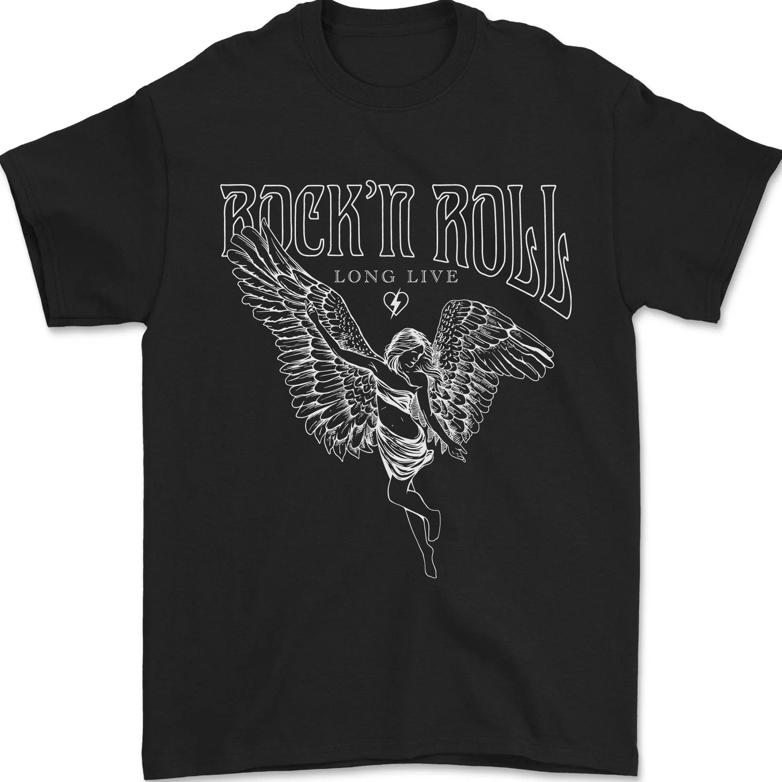 Rock n Roll Angel Mens T-Shirt 100% Cotton Unisex T-shirt, Sweatshirt, Hoodie, Long Sleeve Tee - T-Shirt, Sweatshirt, Hoodie