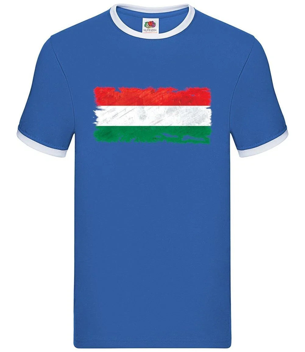 Hungry Grunge Style Flag - Contrast Men - Hungarian Budapest Travel Unisex T-shirt, Sweatshirt, Hoodie, Long Sleeve Tee - T-Shirt, Sweatshirt, Hoodie
