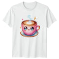 Cute Kawaii Coffee Cup Design Womens T-Shirt Aesthetic Japanese Coffee Lover Unisex T-shirt, Sweatshirt, Hoodie, Long Sleeve Tee - T-Shirt, Sweatshirt, Hoodie