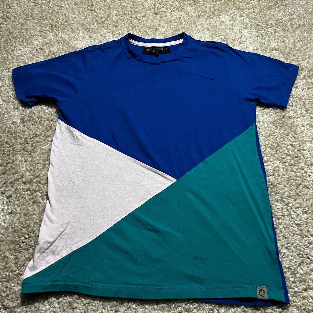 Free planet Shirt Mens Small Blue Short Sleeve Geometric Color Block Casual Tee Unisex T-shirt, Sweatshirt, Hoodie, Long Sleeve Tee - T-Shirt, Sweatshirt, Hoodie